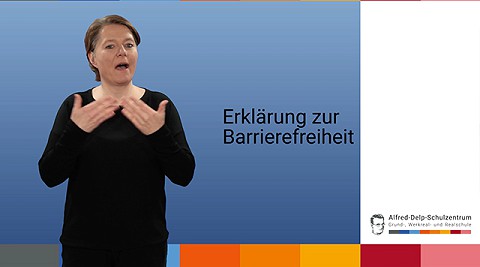 Screenshot aus dem Video mit der Erläuterung der wesentlichen Inhalte der Erklärung zur Barrierefreiheit der Webseite in Deutscher Gebärdensprache